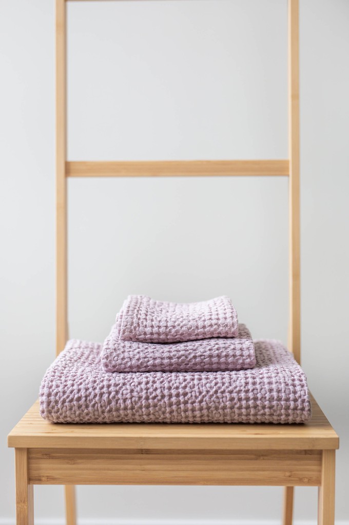 Linen waffle towel set in Dusty Rose (3 pcs) from AmourLinen