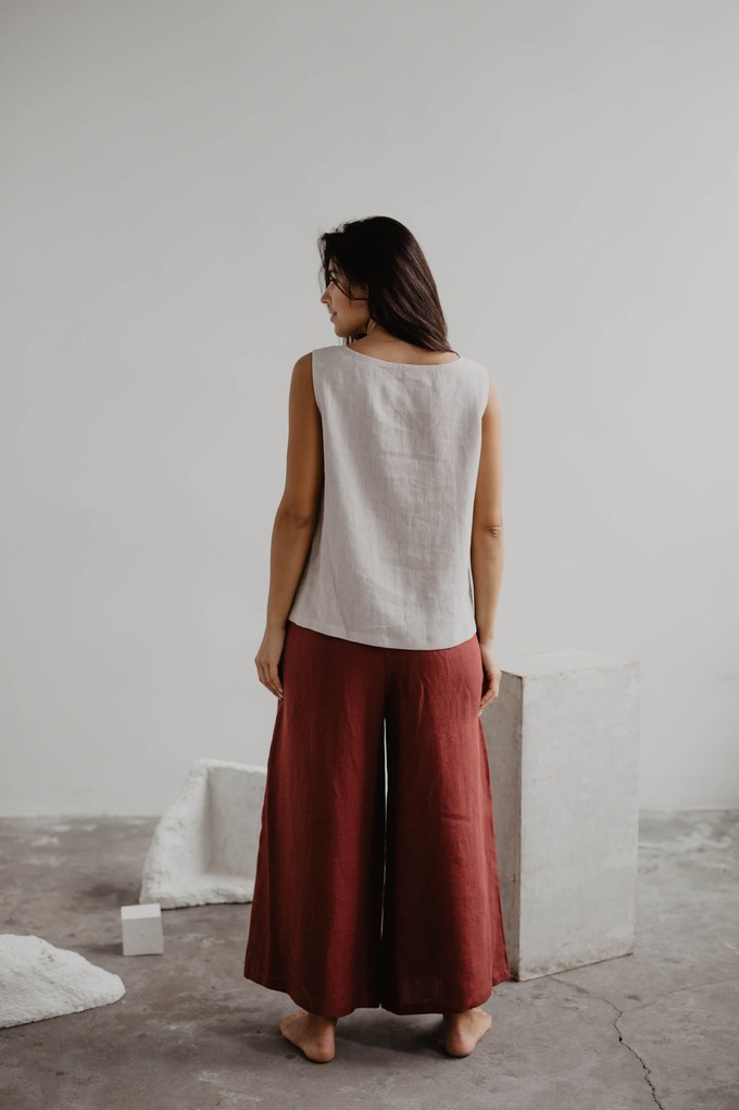 Wide linen pants ISABELLA in Terracotta from AmourLinen