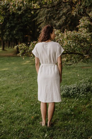 Linen wrap dress OLIVIA Size 1 Striped from AmourLinen