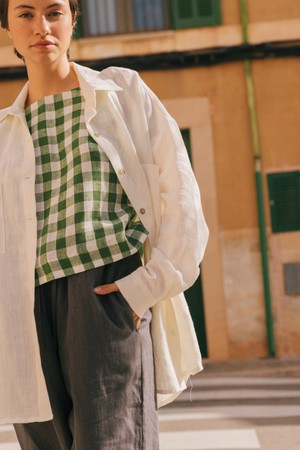 MOLLY oversized collar linen shirt in White from AmourLinen