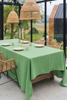 Linen tablecloth in Matcha Green via AmourLinen