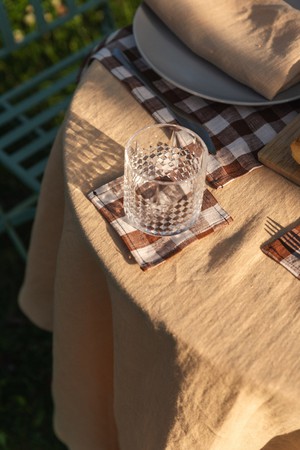 Round linen tablecloth in Mustard from AmourLinen