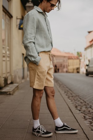 Linen shorts ARES XL Mustard from AmourLinen