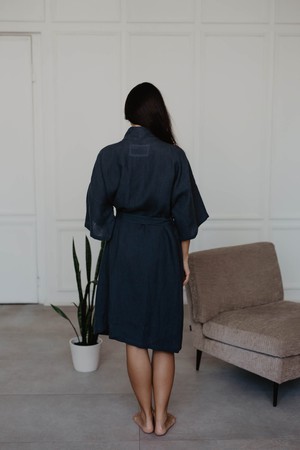 Linen bathrobe Midnight from AmourLinen