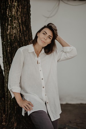 Linen oversized shirt Marrakesh in White from AmourLinen