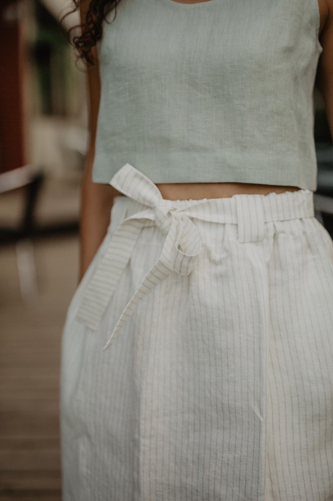 Bergen mid-length linen skirt in Cream | sale from AmourLinen