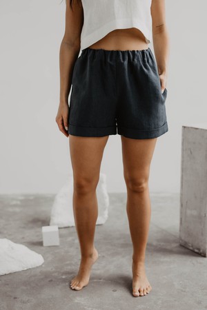 Linen shorts MIA XS Charcoal from AmourLinen