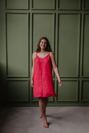 Linen slip dress ZOE in Viva Magenta from AmourLinen