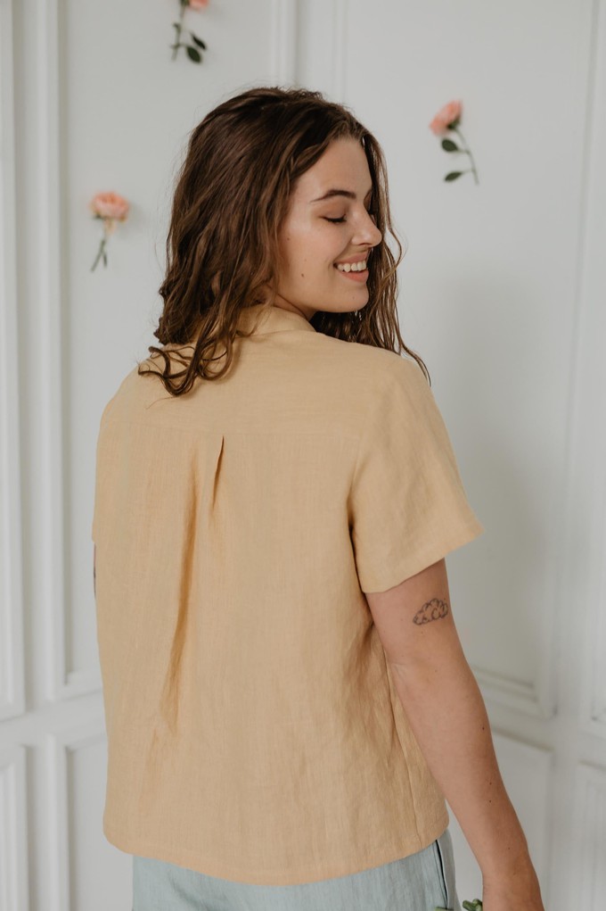 Linen summer shirt SCARLETT in Mustard from AmourLinen