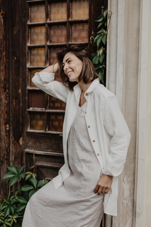 Linen oversized shirt Marrakesh in White from AmourLinen