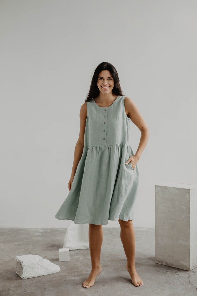 Linen sleeveless summer dress HAZEL L Mustard from AmourLinen