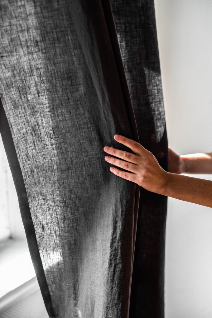 Tab top linen curtain in Charcoal from AmourLinen