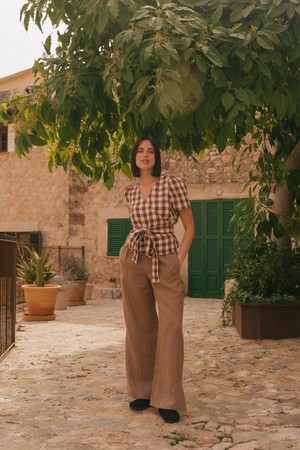 Leah wide linen pants with slits from AmourLinen