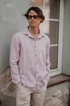 Classic linen shirt HECTOR in Dusty Rose via AmourLinen