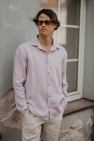 Classic linen shirt HECTOR in Dusty Rose from AmourLinen