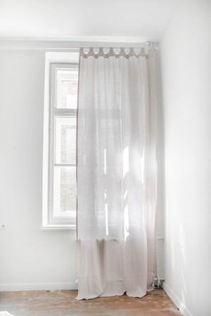 Tab top linen curtain - 53x96" / 135x244cm / Cream from AmourLinen