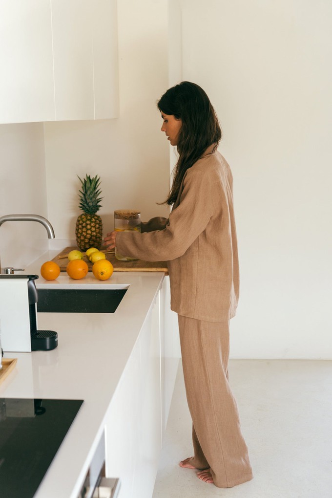 Long sleeve pyjama set NIGHTLY in Rosy Brown from AmourLinen