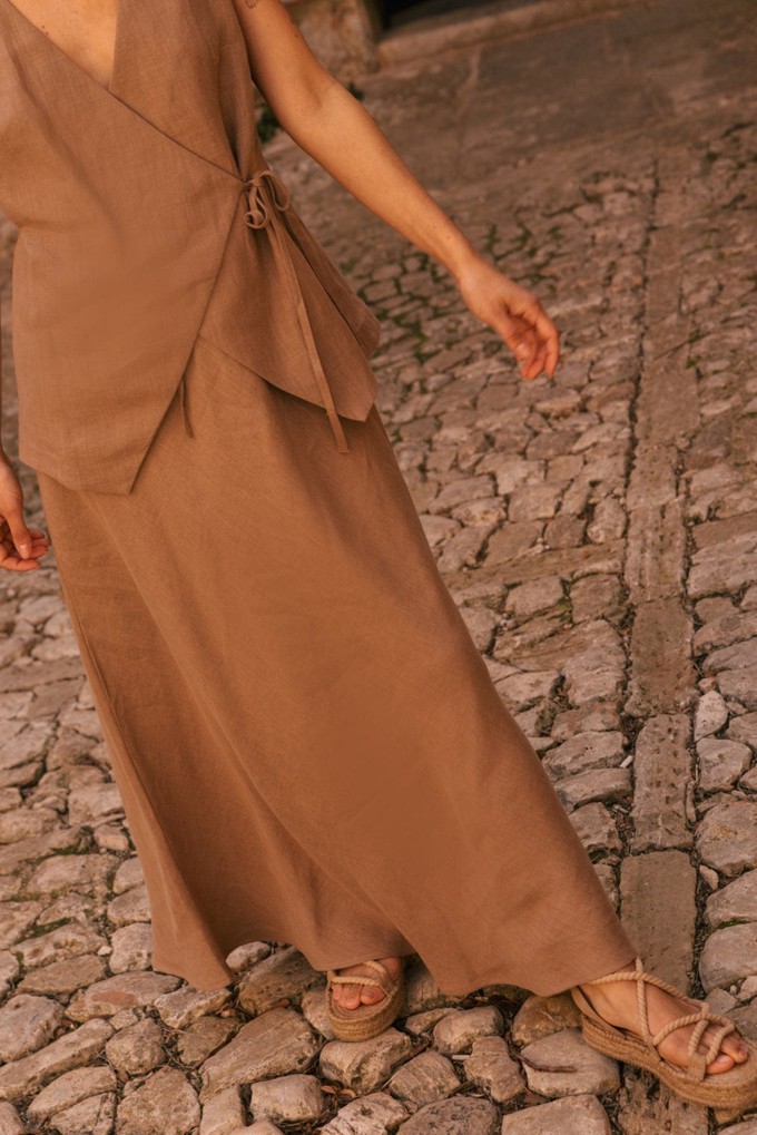 CIARA linen slip skirt in Rosy Brown from AmourLinen