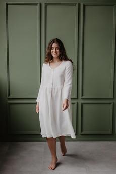 Lapland mid-length linen dress XL White via AmourLinen