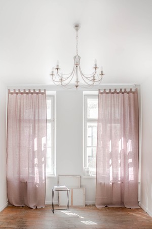 Tab top linen curtain in Dusty Rose from AmourLinen