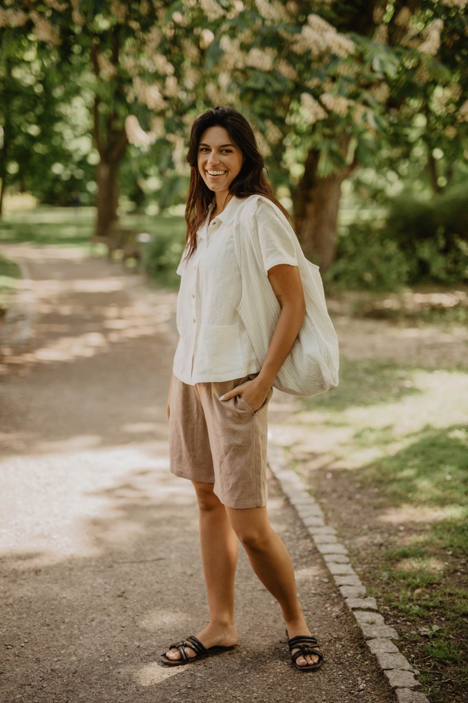 Long linen shorts MATILDA in Rosy Brown from AmourLinen