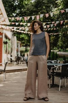 OULU super long linen pants in Terracotta via AmourLinen