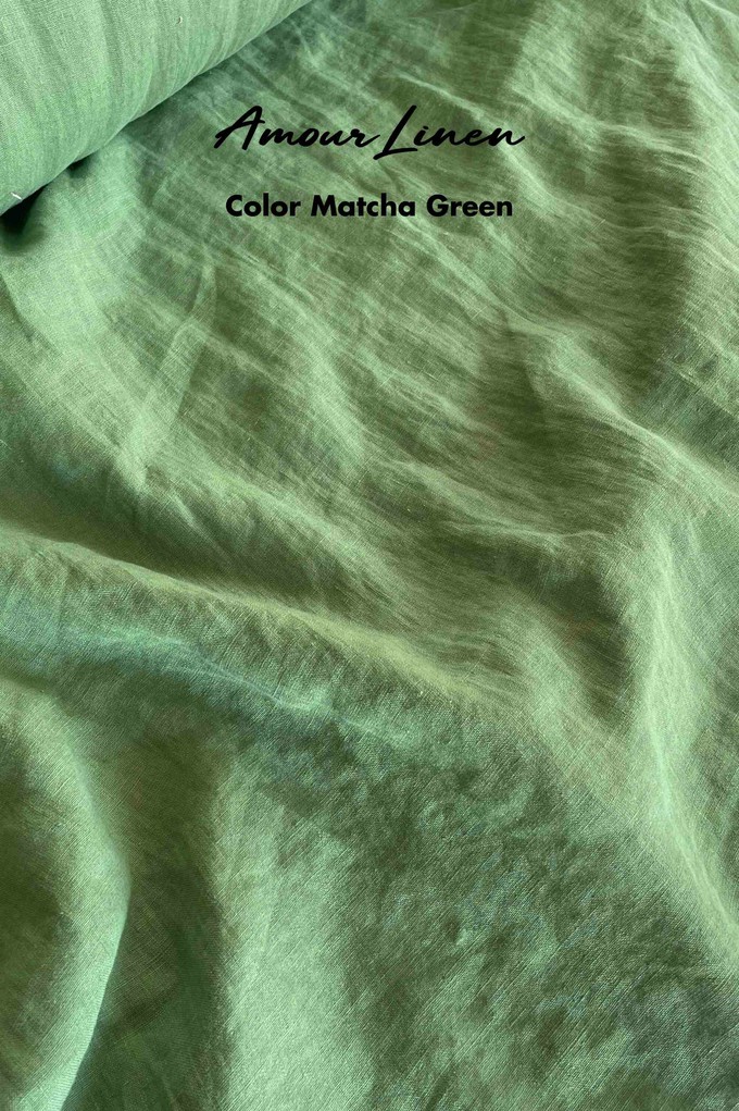 Rosie linen top with ties in Matcha Green | sale from AmourLinen