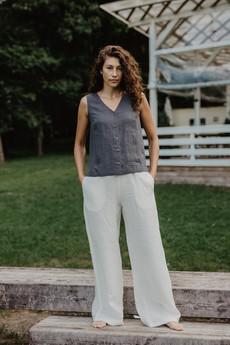 OULU super long linen pants in White via AmourLinen