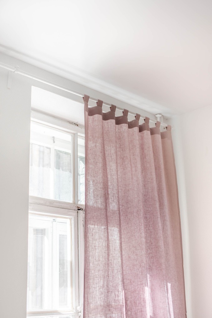 Tab top linen curtain - 91x100" / 230x254cm / Dusty Rose from AmourLinen