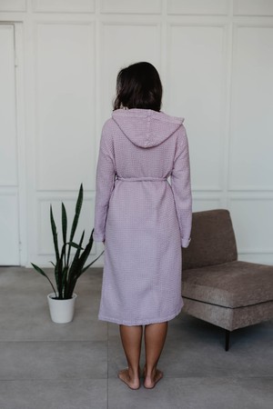 Waffle linen bathrobe Snuggle - Dusty Rose / Size 2 from AmourLinen