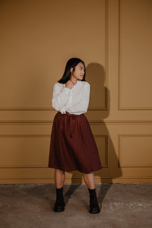 Bergen mid-length linen skirt from AmourLinen