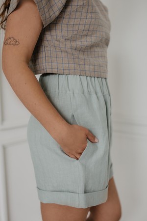 Linen shorts MIA in Sage Green from AmourLinen