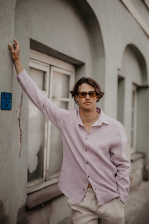 Classic linen shirt HECTOR in Dusty Rose from AmourLinen