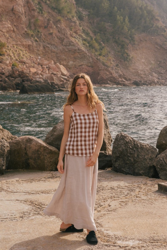 Linen top HILO in Mocha Gingham from AmourLinen