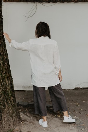 Linen oversized shirt Marrakesh in White from AmourLinen