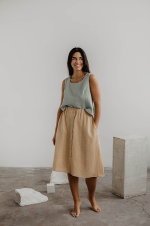 Linen pinafore top ELLA L Sage Green from AmourLinen