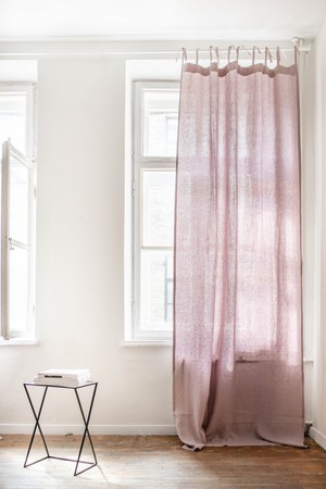 Tie top linen curtain in Dusty Rose from AmourLinen