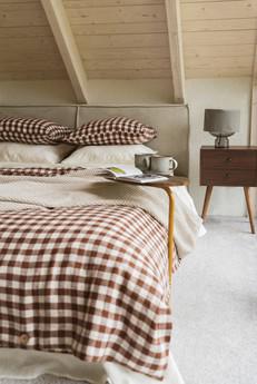 Linen duvet cover in Mocha Gingham via AmourLinen