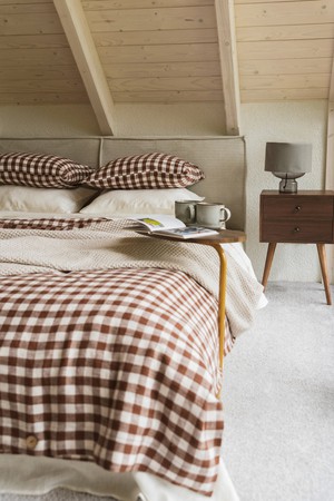 Linen duvet cover in Mocha Gingham from AmourLinen