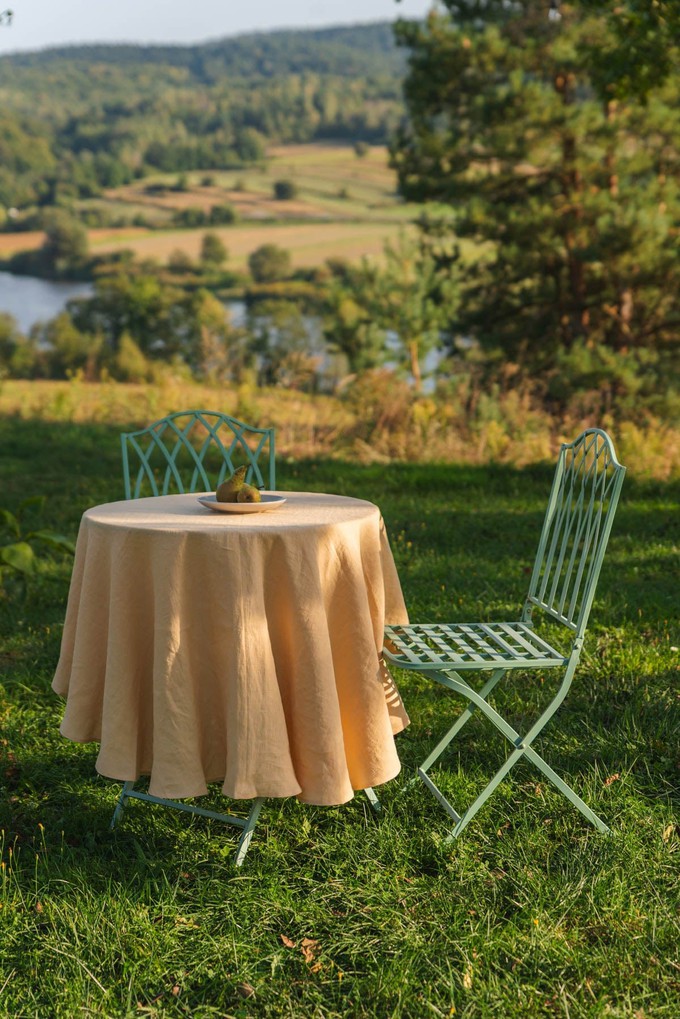 Round linen tablecloth in Mustard from AmourLinen