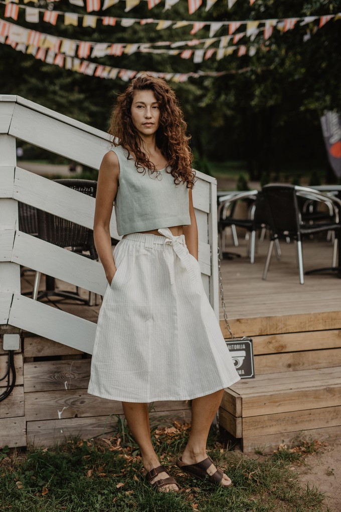 Bergen mid-length linen skirt in Cream from AmourLinen