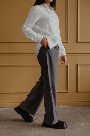 OULU super long linen pants in Charcoal from AmourLinen