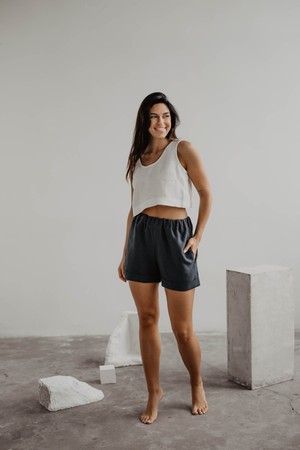 Linen shorts MIA in Charcoal from AmourLinen