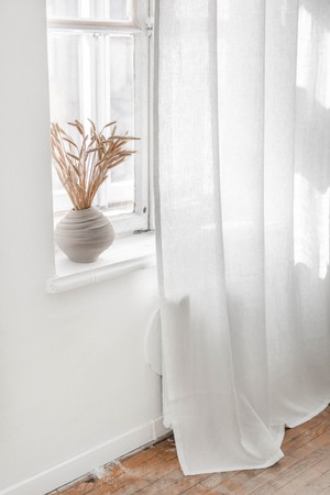 Tab top linen curtain in White from AmourLinen