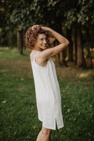 Linen slip dress ZOE in Dusty Rose from AmourLinen