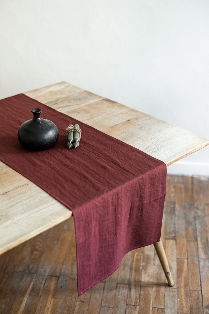 Linen table runner in Terracotta from AmourLinen