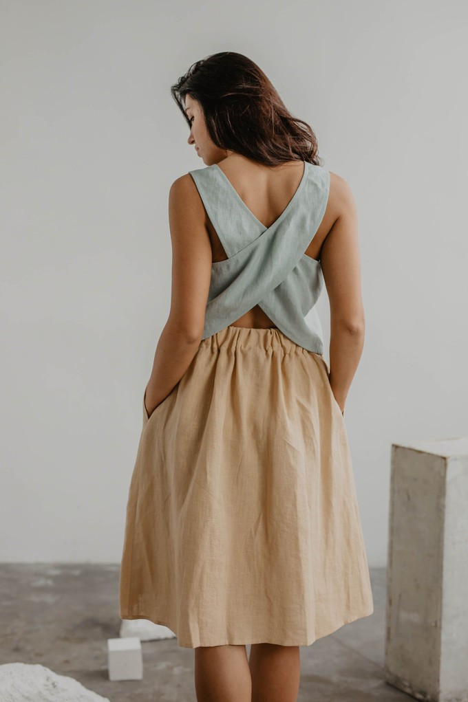 Linen skirt with buttons DAISY in Mustard from AmourLinen