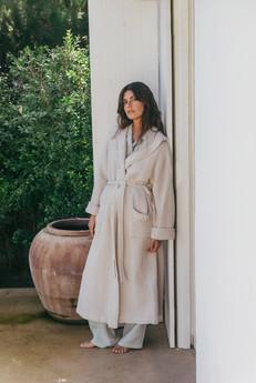 Waffle linen bathrobe SNUGGLE in Cream via AmourLinen