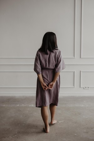 Linen bathrobe MIDNIGHT from AmourLinen