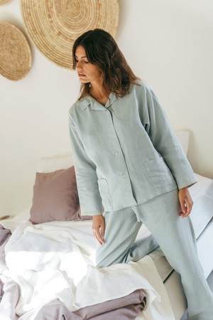 Long sleeve pajama set Snooze in Sage Green from AmourLinen